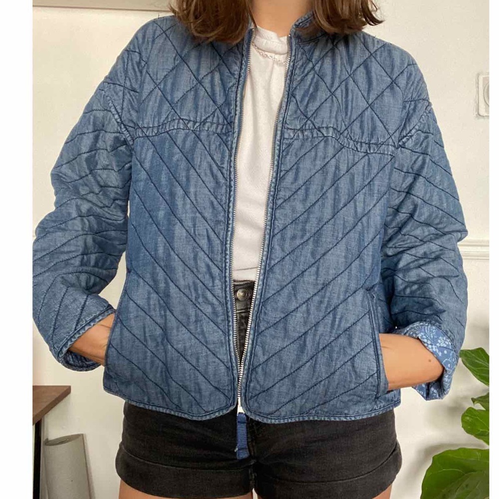 Gap Quilted Denim Tencel Reversible Jacket Size S